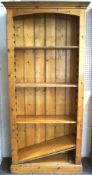 A 20th century pine bookshelf, with adjustable shelves,