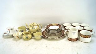 A selection of part tea services, comprising an Elizabethan patterned six setting tea service,