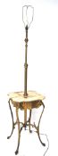 A 20th century brass marble-topped lamp table, raised on cabriole supports,
