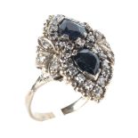 A fine Art Deco sapphire and diamond dress ring in the form of a shoe buckle size P