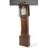 An early 19th century oak longcase clock, the white painted dial named for Wm Giscard/Downham,