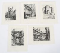 Edward J Cherry FRSA (British, late 19th - early 20th Century), five engravings,