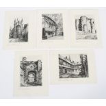 Edward J Cherry FRSA (British, late 19th - early 20th Century), five engravings,