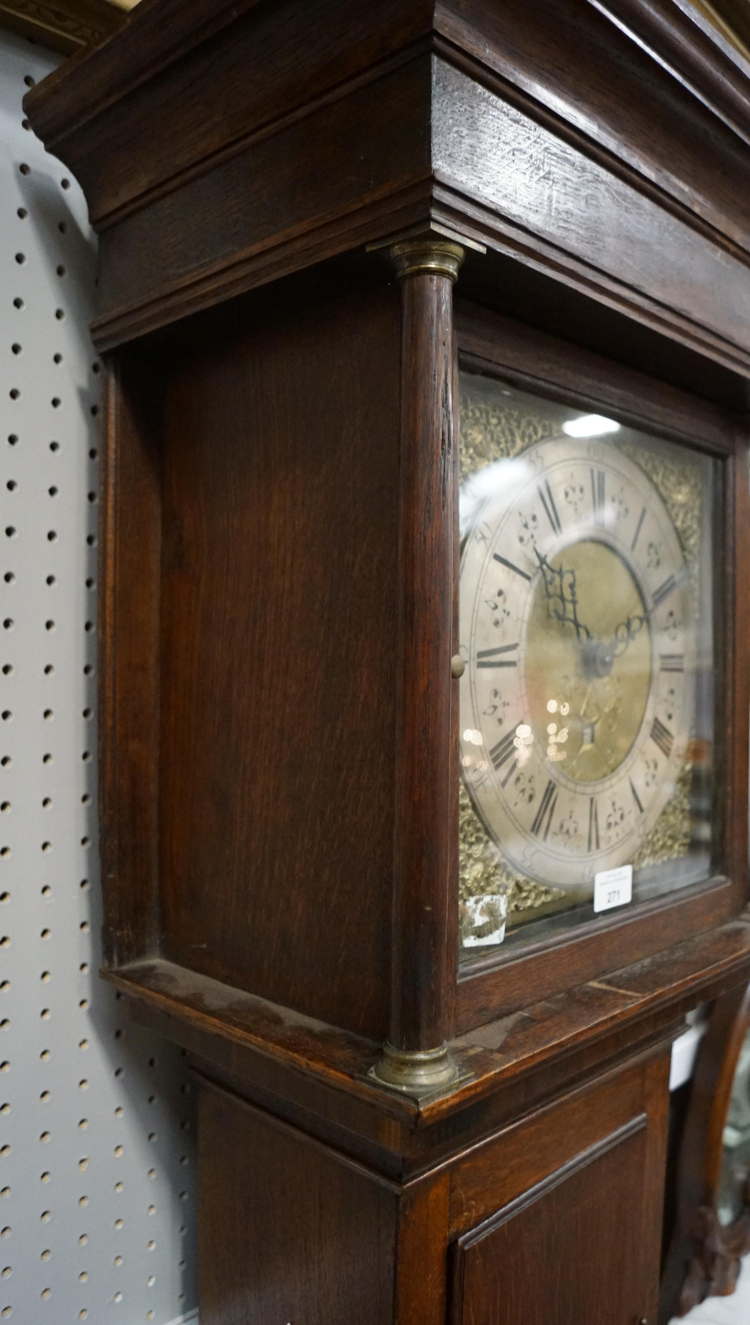 An 18th century oak longcase 30 hour clock with brass dial, named for Thomas Bridge Wigan, - Image 11 of 20