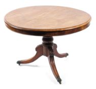 A mid-19th century mahogany tilt top tripod breakfast table,