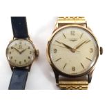 Gentlemans 9ct gold cased Longines manual wind wristwatch,
