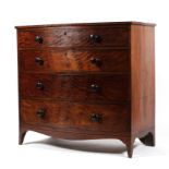 A 19th century mahogany bow fronted chest of drawers, with four long graduated drawers,