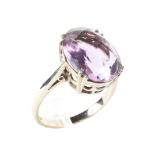 9ct white gold amethyst set dress ring, size S,