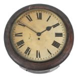 A 19th century mahogany fusee wall clock, the painted dial with Roman numerals,