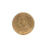 An 1892 Victorian shieldback half gold sovereign