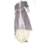 A Victorian pale purple velvet ballgown,