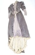 A Victorian pale purple velvet ballgown,