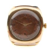 A mid-century 9ct gold cased Longines manual wind wristwatch, its dial with batons denoting hours,