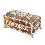 A late 19th century Indian Vizagapatam tortoiseshell and ivory inlaid box,