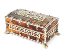 A late 19th century Indian Vizagapatam tortoiseshell and ivory inlaid box,