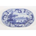 A Staffordshire pearlware shaped rectangular transfer printed blue and white serving-dish,