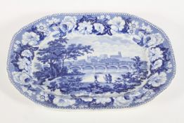 A Staffordshire pearlware shaped rectangular transfer printed blue and white serving-dish,