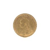 An 1892 Victorian shieldback half gold sovereign