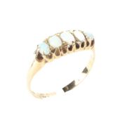 18ct gold graduated five-stone opal set dress ring size S,