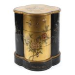 A chinoiserie lacquered quatrefoil shaped side cabinet, 20th century,