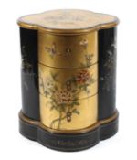 A chinoiserie lacquered quatrefoil shaped side cabinet, 20th century,