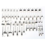 A part silver canteen of cutlery, unboxed, six large forks 538 grams,