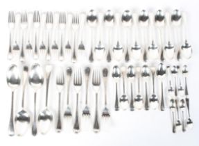 A part silver canteen of cutlery, unboxed, six large forks 538 grams,