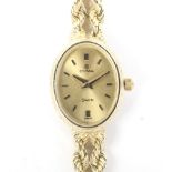 A cased CYMA 14ct gold ladies wristwatch, with double rope twist strap,
