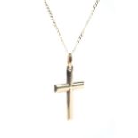 A 9ct gold crucifix and necklace, 2.5g.