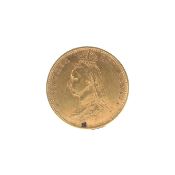 An 1892 Victorian shieldback half gold sovereign