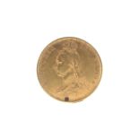 An 1892 Victorian shieldback half gold sovereign