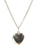 A 9ct gold chain with a heart shaped locket,