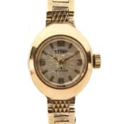 A ladies 9ct gold Technos cocktail wristwatch,