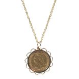 A 1900 Victorian half sovereign pendant necklace, 9.1g.