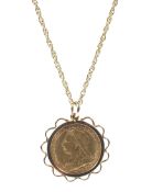 A 1900 Victorian half sovereign pendant necklace, 9.1g.