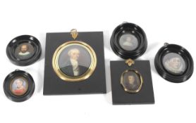 A group of six portrait miniatures of gentlemen, early 19th century and later,