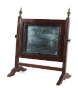 A Georgian mahogany small dressing table swing mirror, of rectangular form,