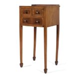An Edwardian inlaid mahogany pot cupboar with two dummy short over a single drawer door front