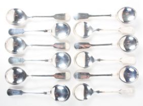 Twelve silver soup spoons, maker R&B, Sheffield, 1994,