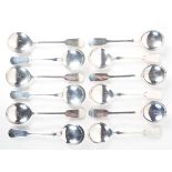 Twelve silver soup spoons, maker R&B, Sheffield, 1994,