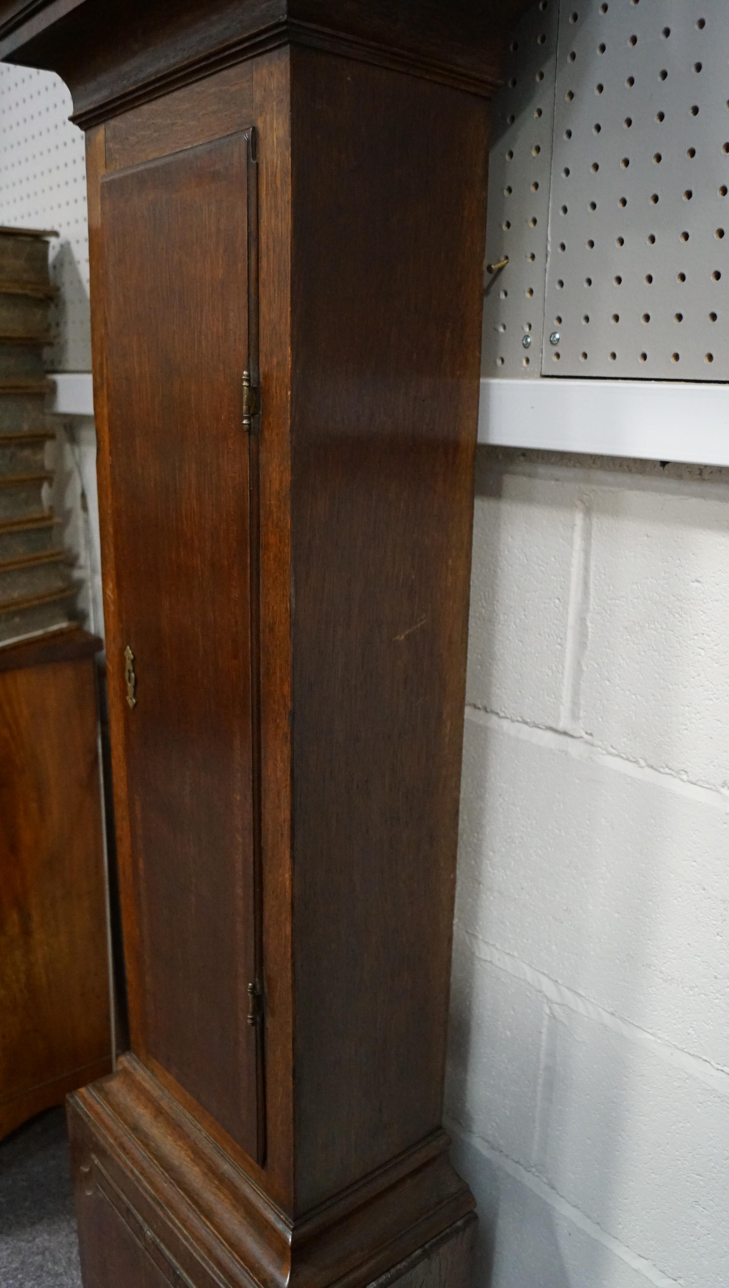 An 18th century oak longcase 30 hour clock with brass dial, named for Thomas Bridge Wigan, - Image 13 of 20