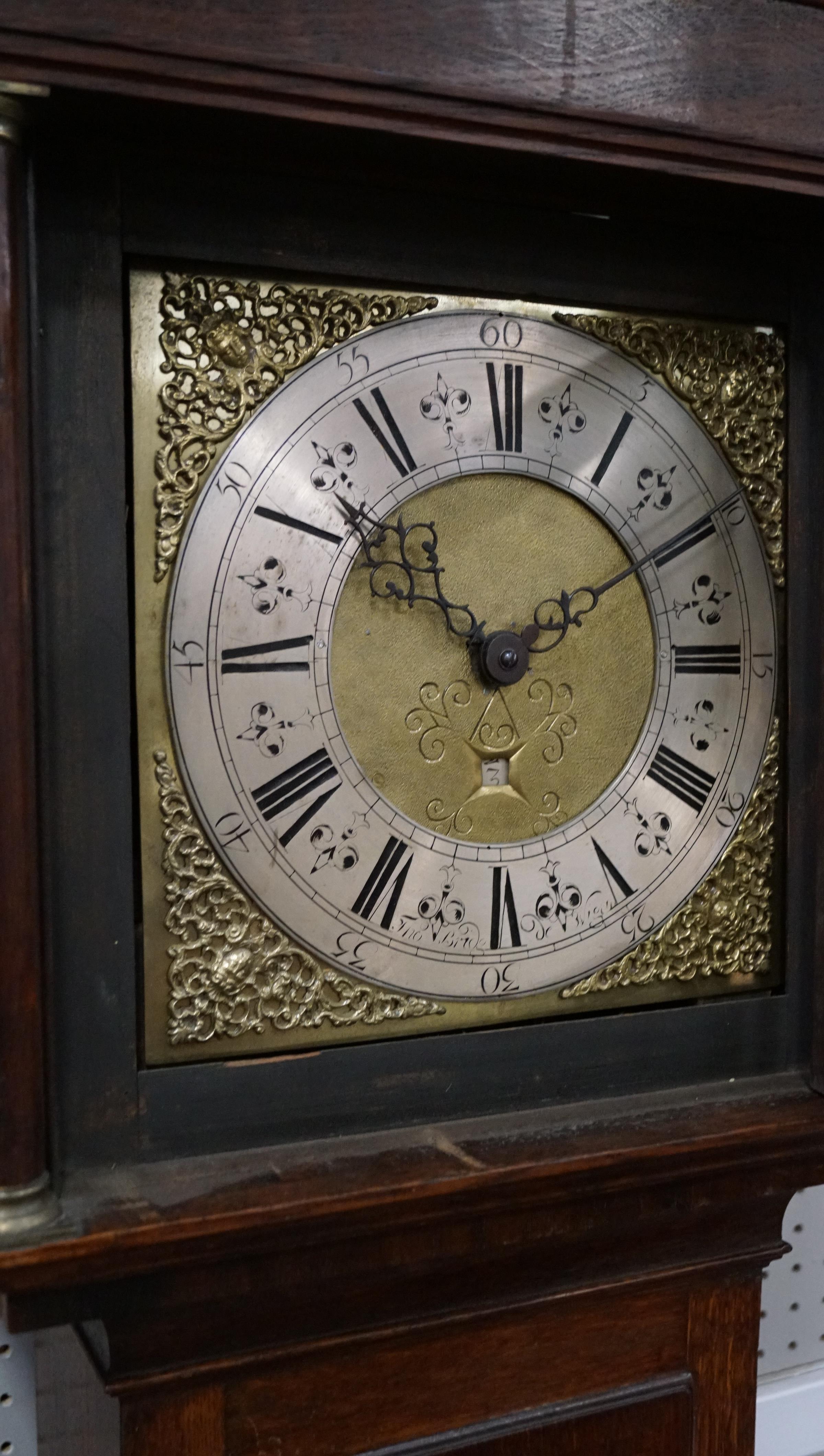 An 18th century oak longcase 30 hour clock with brass dial, named for Thomas Bridge Wigan, - Image 19 of 20