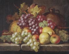 Charles Thomas Bale (1845/49 - 1925), Still Life of Fruit, Vegetables and a Flagon, oil on canvas,