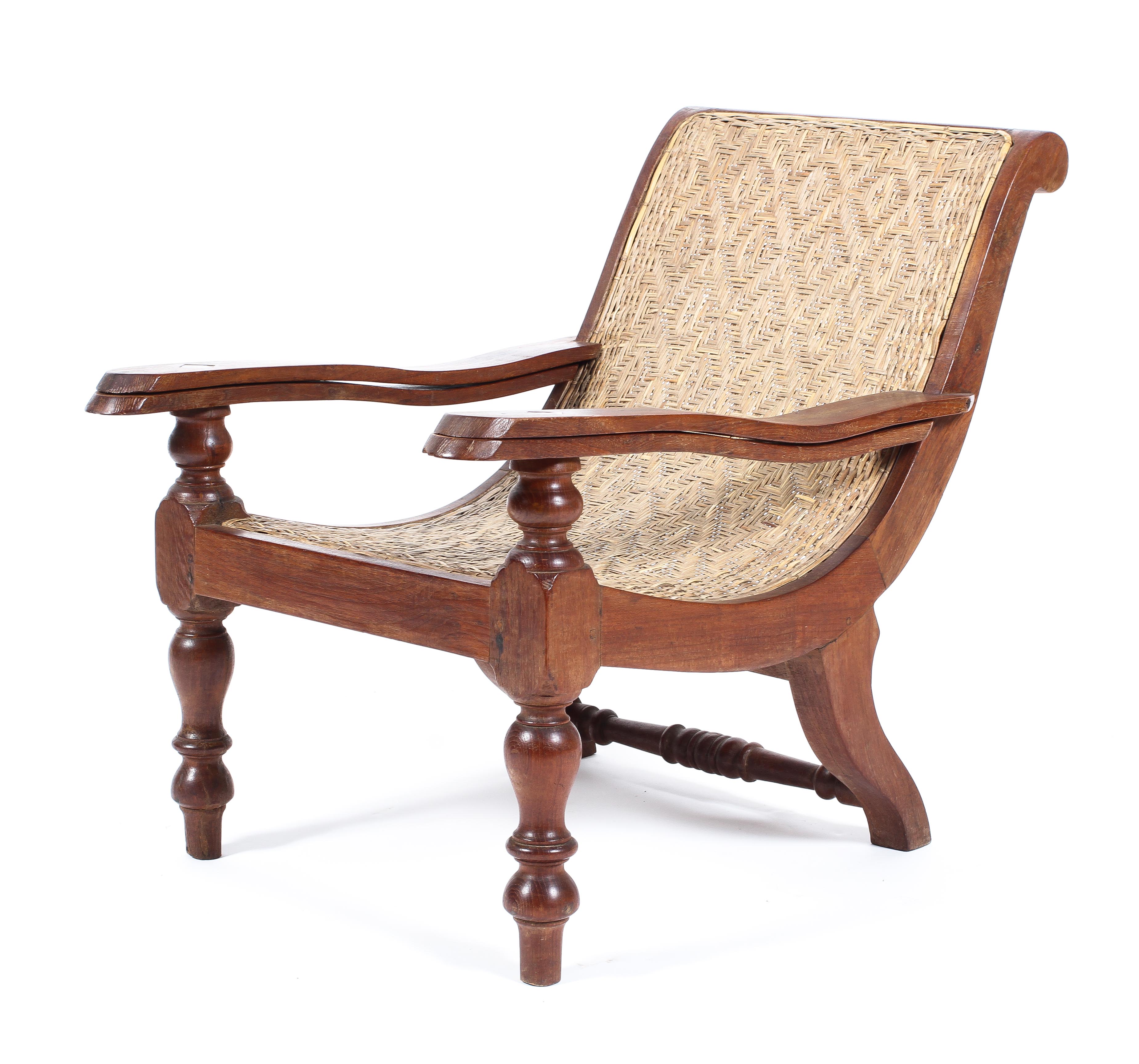A 1890's childs 'plantation' chair of unusual form the body woven in straw of intricate design, - Image 2 of 2