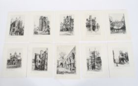 Edward J Cherry FRSA (British, late 19th - early 20th century) ten engravings, signed in pencil,