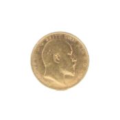 A 1909 Edward VII gold sovereign