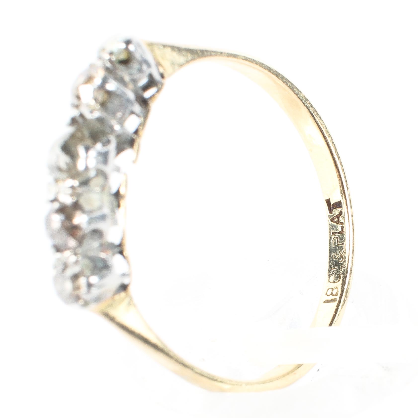 An 18ct gold and platinum five stone diamond ring, - Image 4 of 4