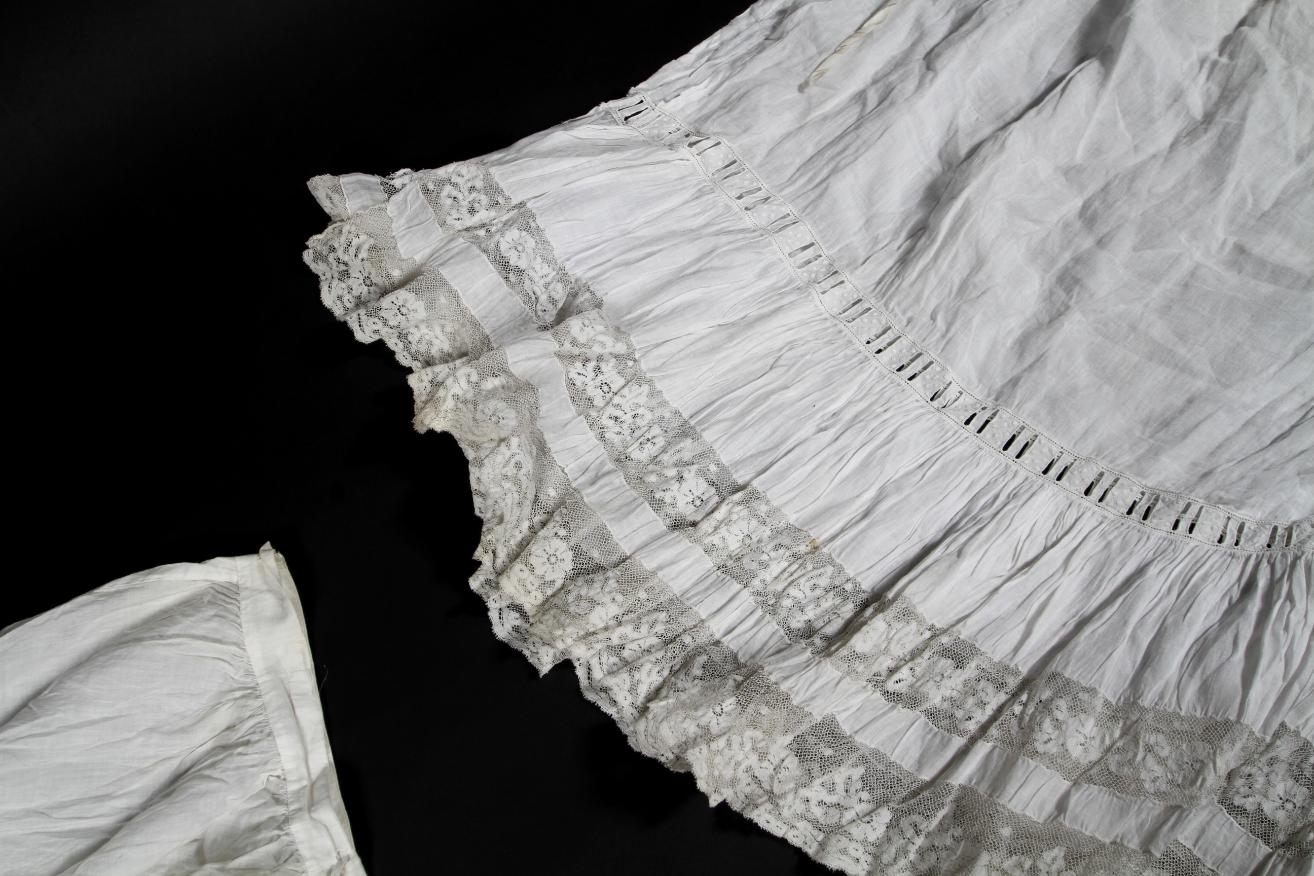 A pair of Victorian brigitta and an underskirt, - Image 2 of 2