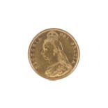 An 1890 Victorian shieldback half gold sovereign