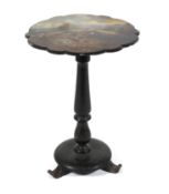 A 19th century papier machie flower shaped tilt top occasional table